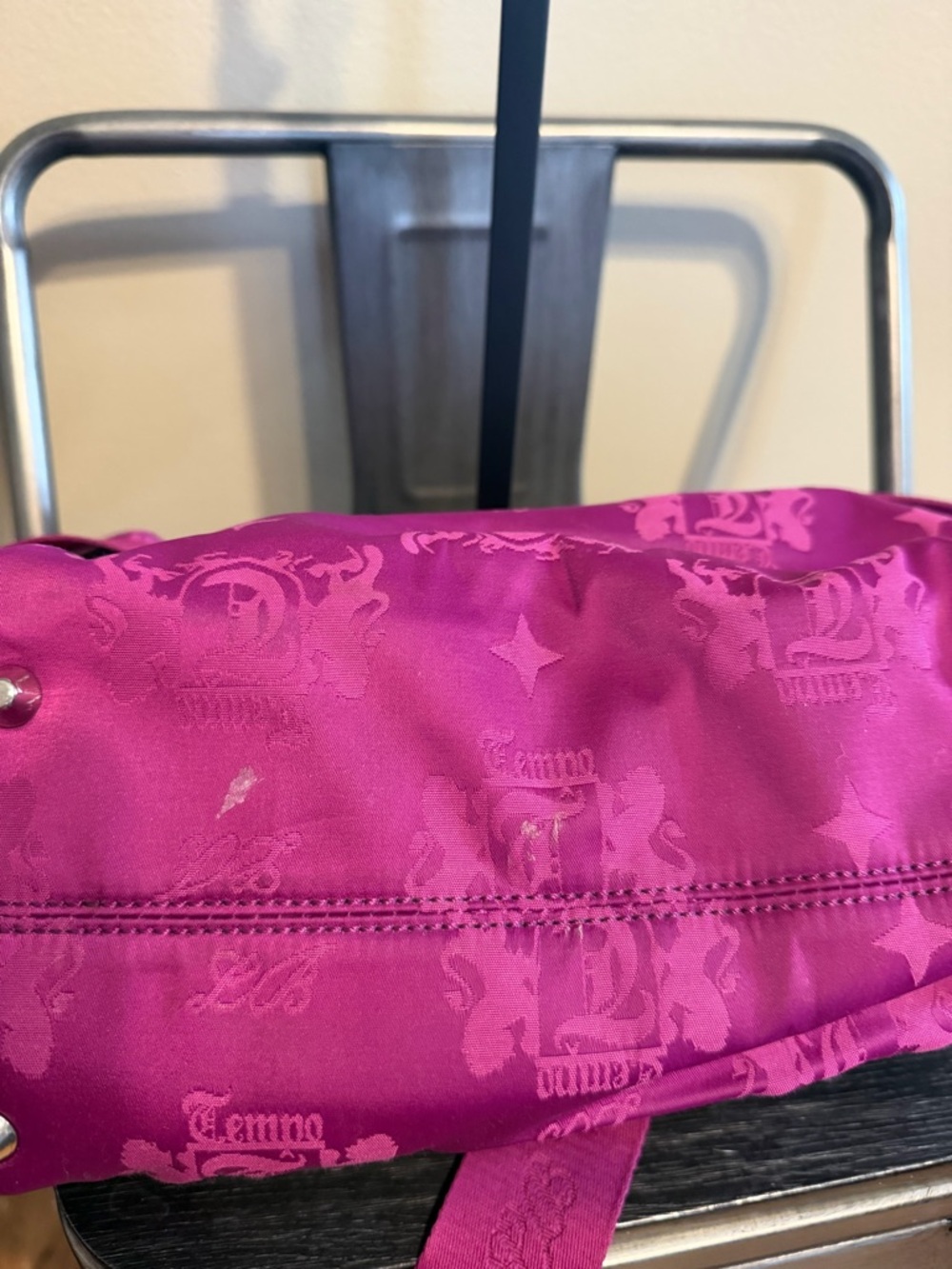 Tempo by Leonello Borghi Fuchsia Pink Logo Shoulder Bag Y2K Punk - Picture 8 of 10